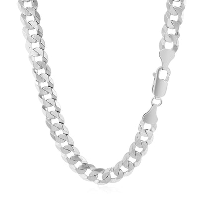 Rhodium Plated 7.2mm Sterling Silver Curb Style Chain-Teresa&#39;s Fashionista LLC