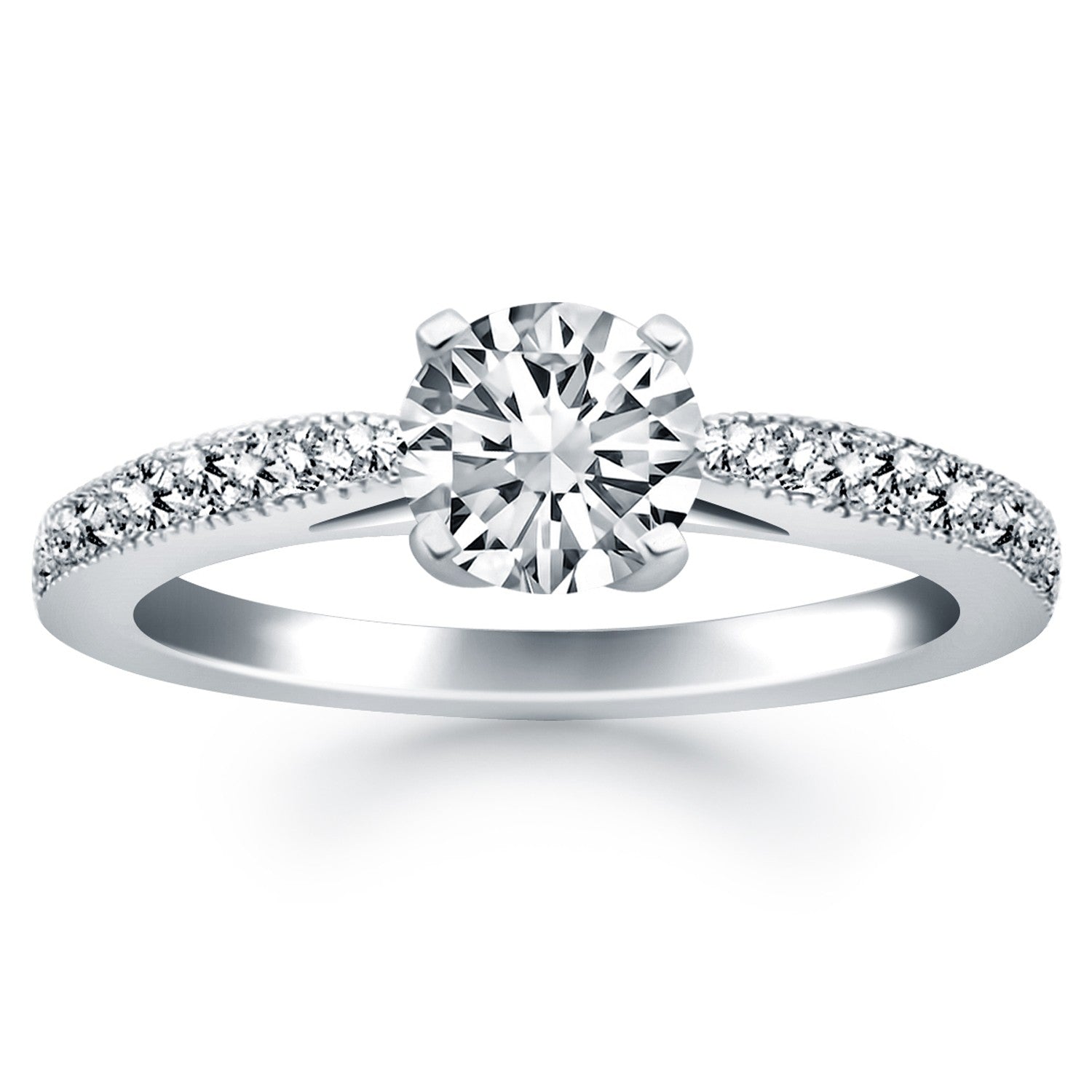 14k White Gold Diamond Pave Cathedral Engagement Ring-Teresa&#39;s Fashionista LLC