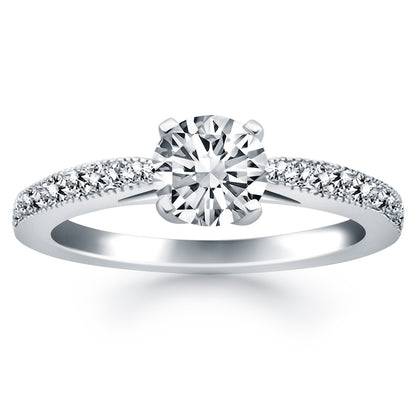 14k White Gold Diamond Pave Cathedral Engagement Ring-Teresa&#39;s Fashionista LLC