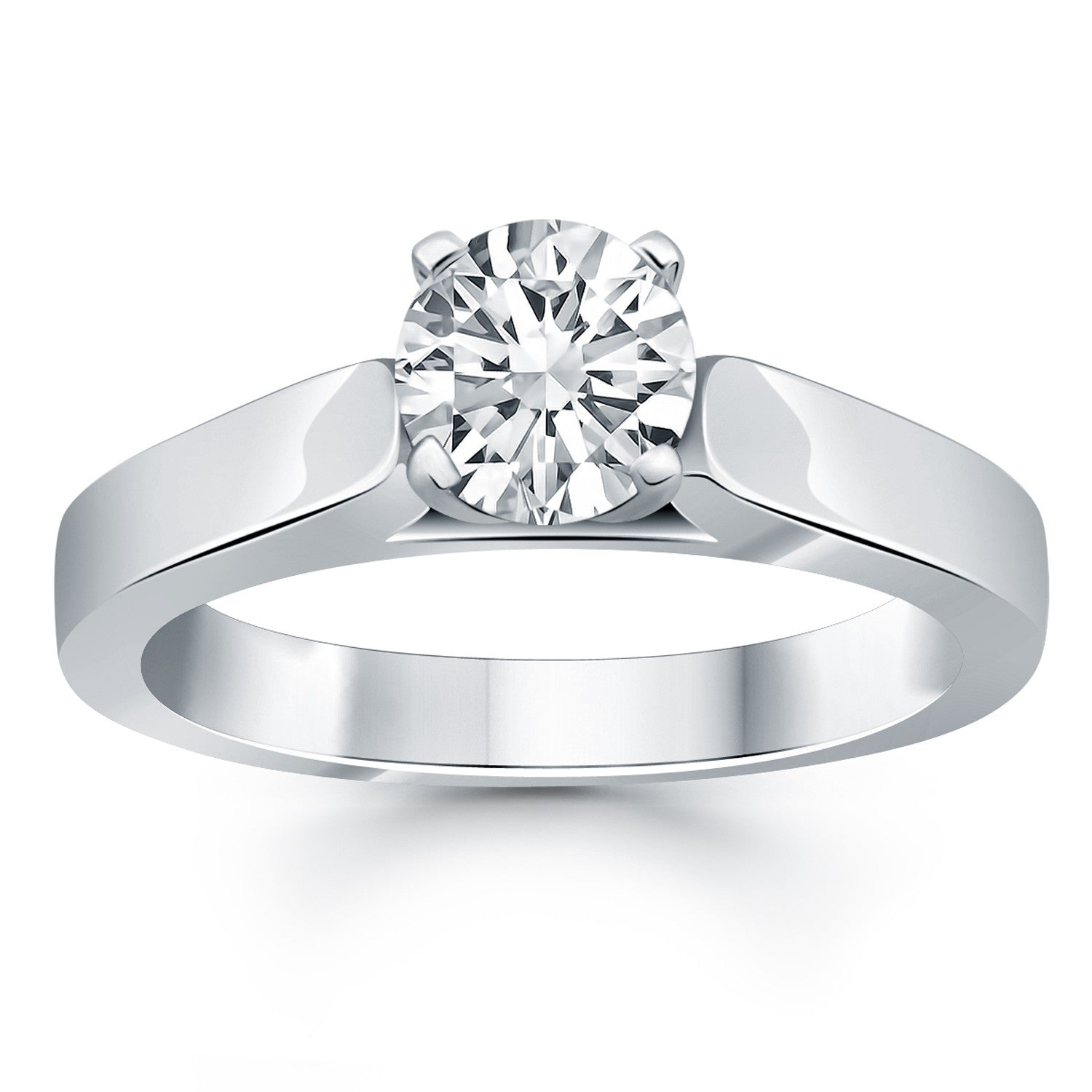 14k White Gold Wide Cathedral Solitaire Engagement Ring-Teresa&#39;s Fashionista LLC