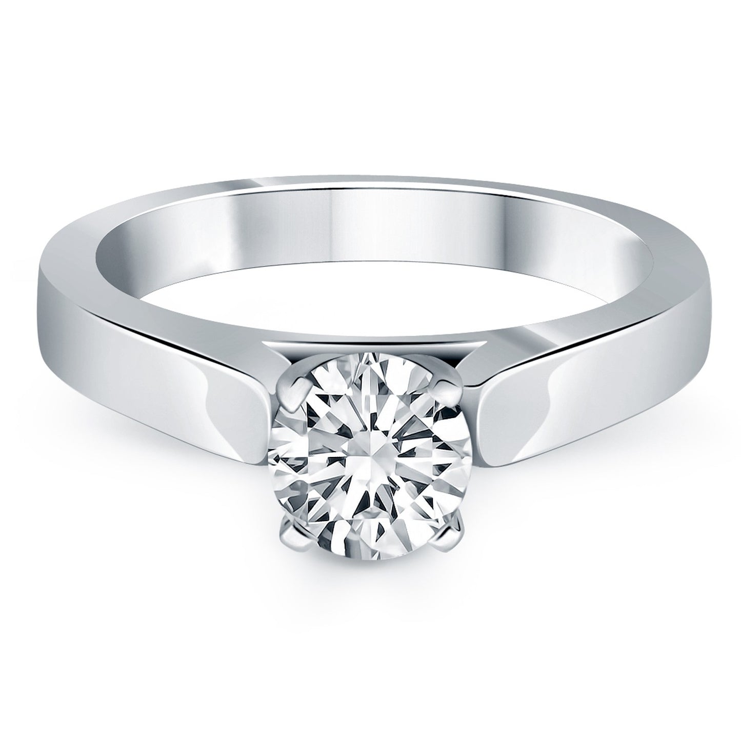 14k White Gold Wide Cathedral Solitaire Engagement Ring-Teresa&#39;s Fashionista LLC