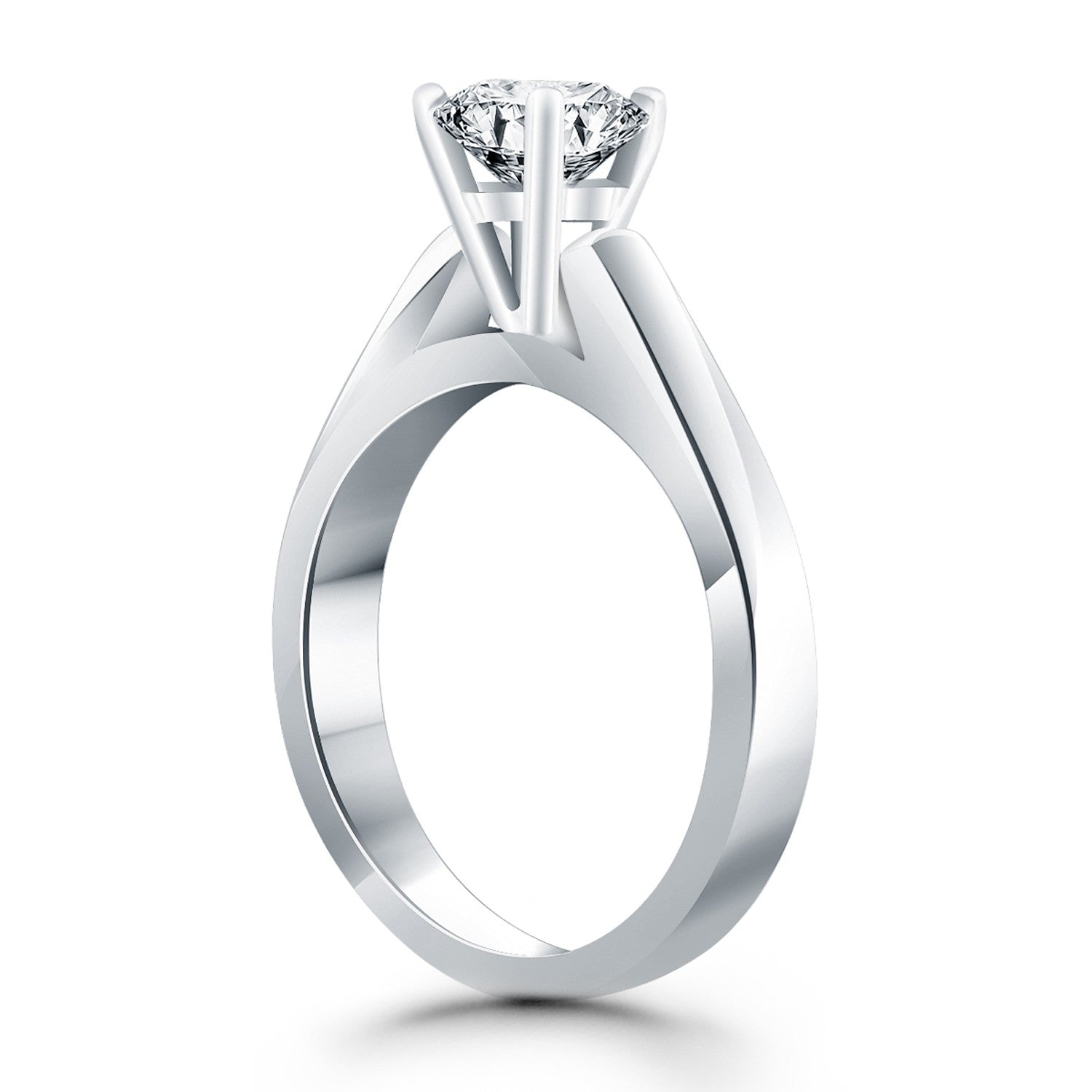 14k White Gold Wide Cathedral Solitaire Engagement Ring-Teresa&#39;s Fashionista LLC