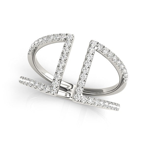 14k White Gold Open Style Dual Band Ring with Diamonds (1/2 cttw)-Teresa&#39;s Fashionista LLC