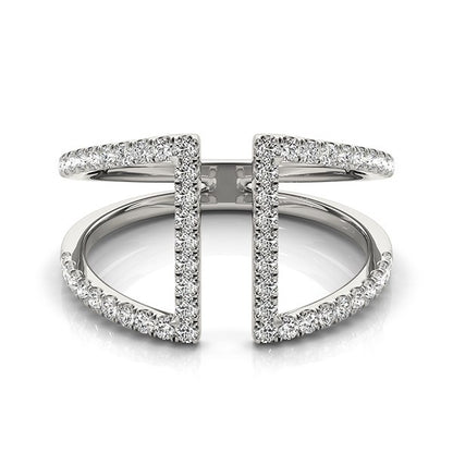 14k White Gold Open Style Dual Band Ring with Diamonds (1/2 cttw)-Teresa&#39;s Fashionista LLC