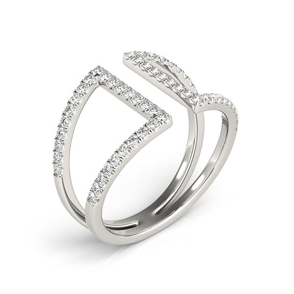 14k White Gold Open Style Dual Band Ring with Diamonds (1/2 cttw)-Teresa&#39;s Fashionista LLC