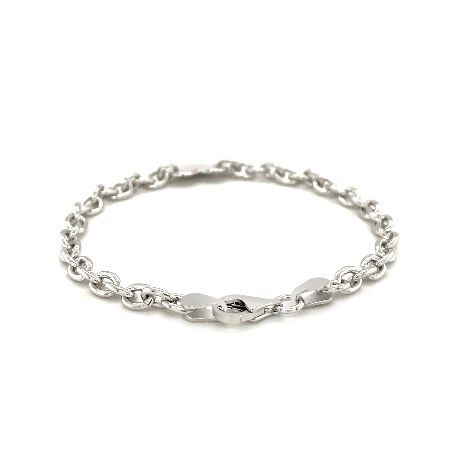 Sterling Silver Rhodium Plated Chain Bracelet with a Flat Heart Station-Teresa&#39;s Fashionista LLC