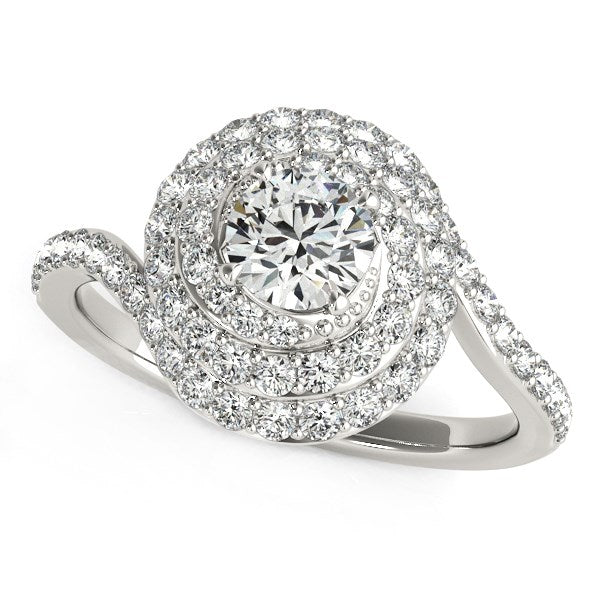 14k White Gold Round Diamond Spiral Design Engagement Ring (1 1/8 cttw)-Teresa&#39;s Fashionista LLC