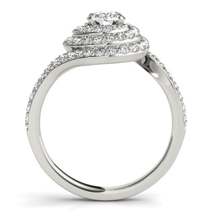 14k White Gold Round Diamond Spiral Design Engagement Ring (1 1/8 cttw)-Teresa&#39;s Fashionista LLC