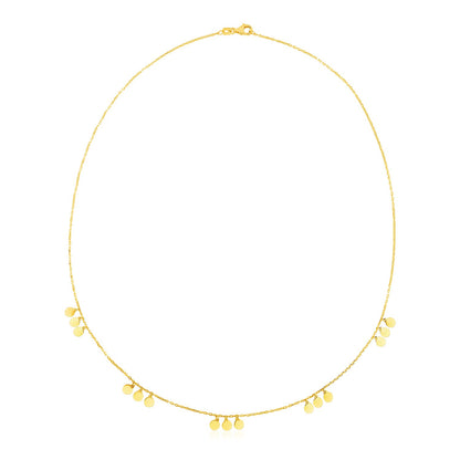 14k Yellow Gold Necklace with Circle Dangle Stations-Teresa&#39;s Fashionista LLC