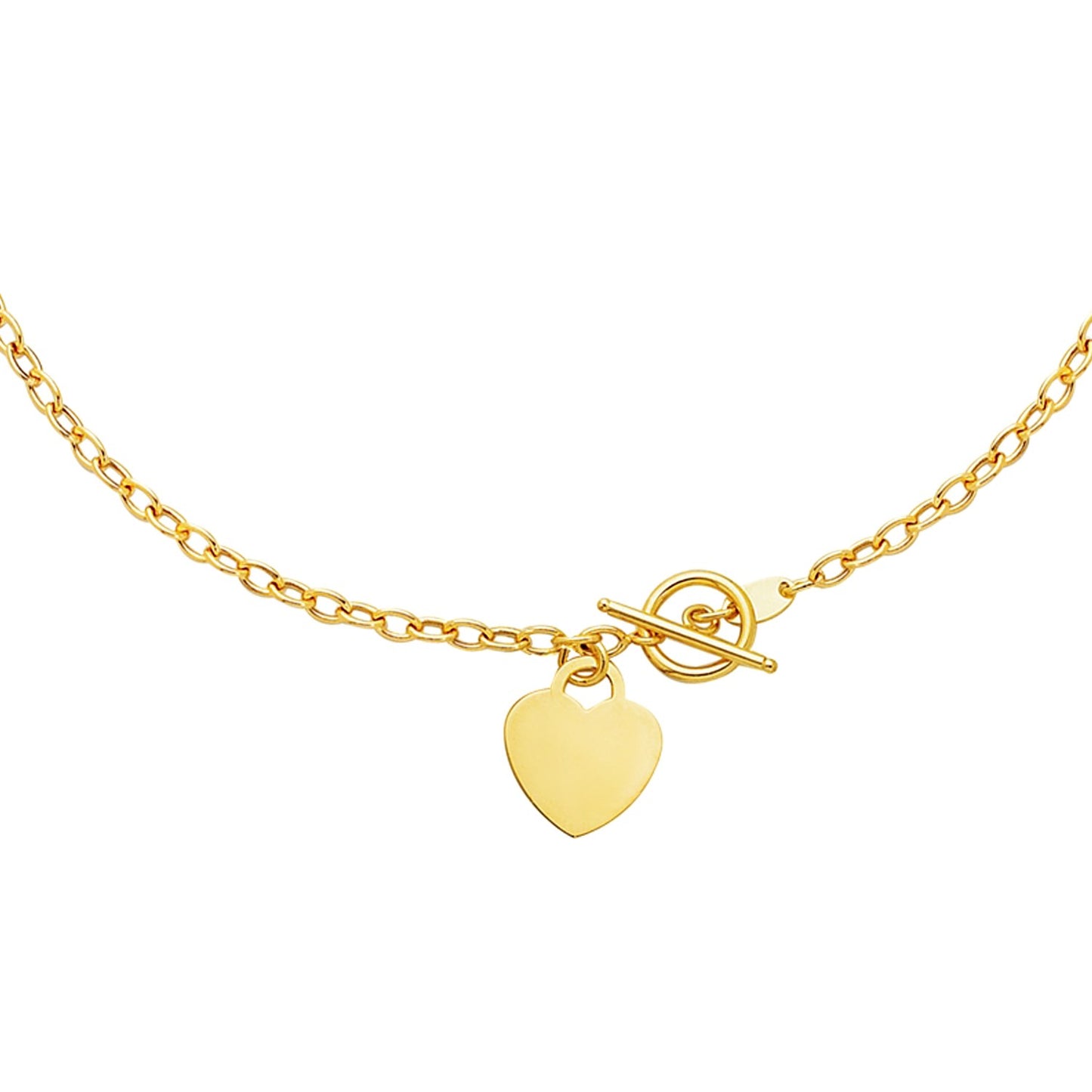 Toggle Necklace with Heart Charm in 14k Yellow Gold-Teresa&#39;s Fashionista LLC