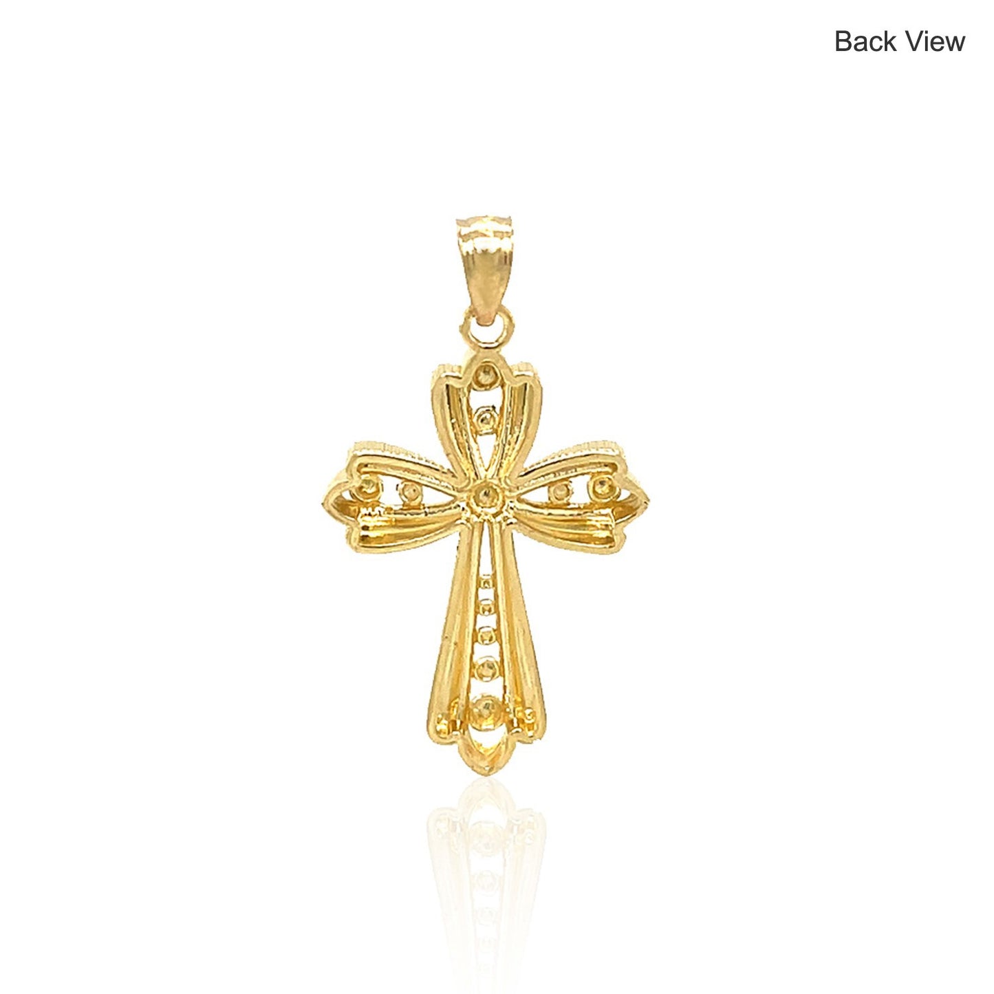 14k Two-Tone Gold Fancy Cross Pendant with Diamond Cuts-Teresa&#39;s Fashionista LLC