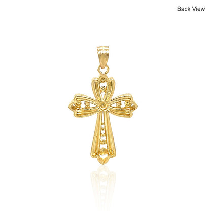 14k Two-Tone Gold Fancy Cross Pendant with Diamond Cuts-Teresa&#39;s Fashionista LLC