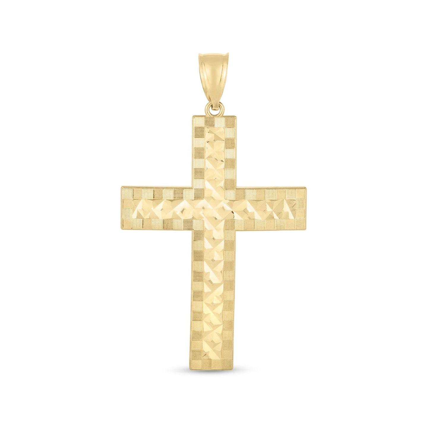 14k Yellow Gold High Polish Diamond Cut Cross Pendant-Teresa&#39;s Fashionista LLC