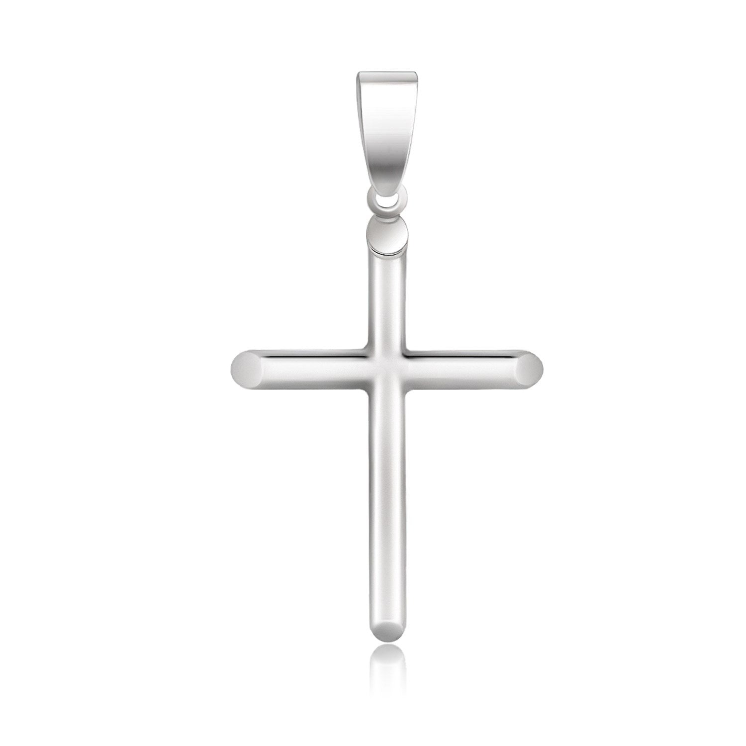 14k White Gold Slim Cross with Tapered Ends Pendant-Teresa&#39;s Fashionista LLC