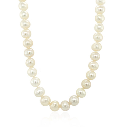 14k Yellow Gold Necklace with White Freshwater Cultured Pearls (6.0mm to 6.5mm)-Teresa&#39;s Fashionista LLC