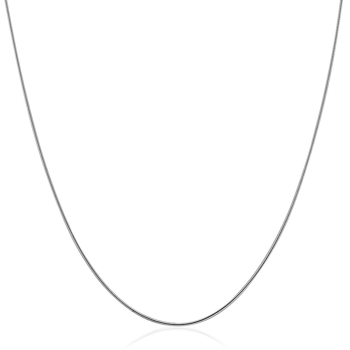 14k White Gold Thin Motif Round Omega Necklace-Teresa&#39;s Fashionista LLC