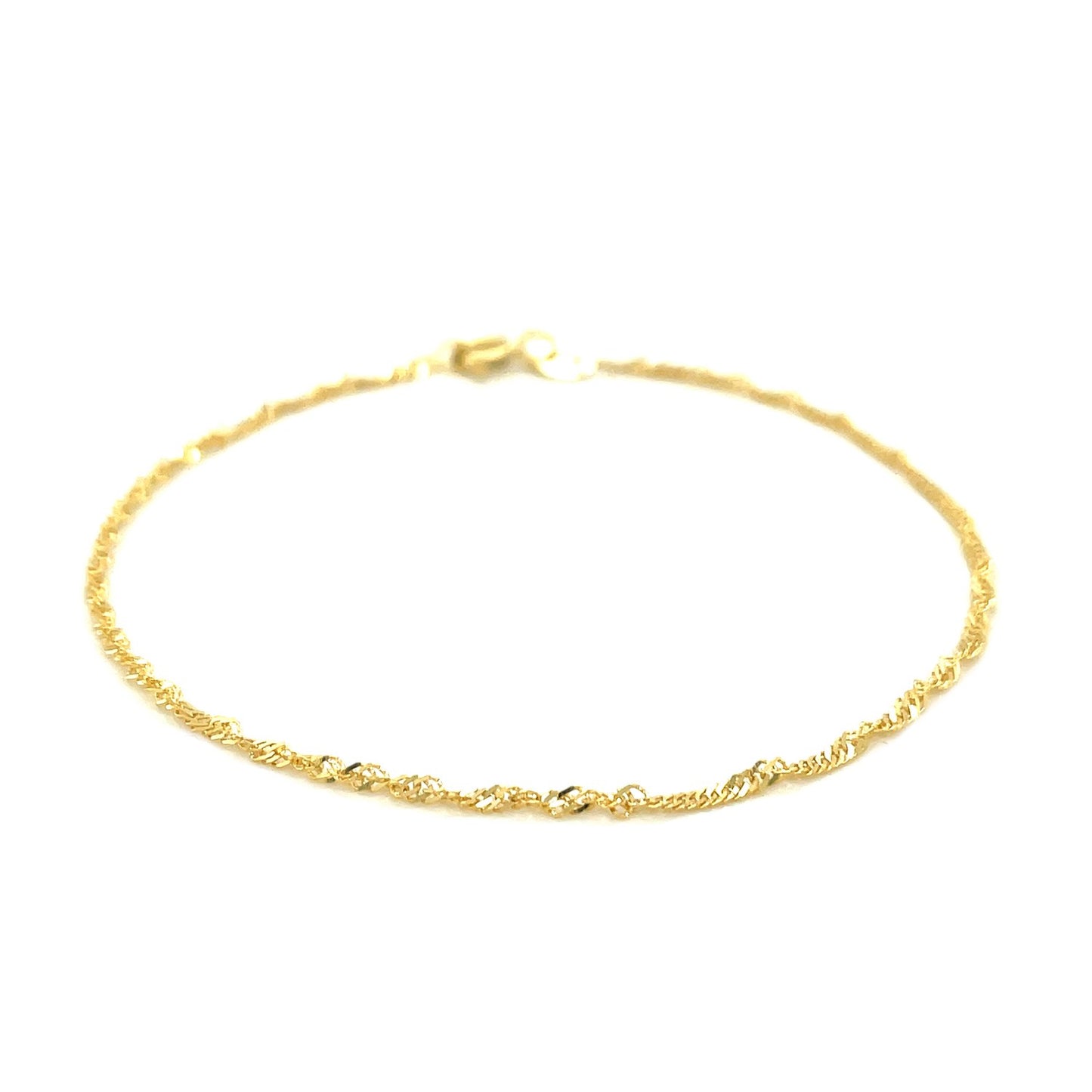 10k Yellow Gold Singapore Anklet 1.5mm-Teresa&#39;s Fashionista LLC