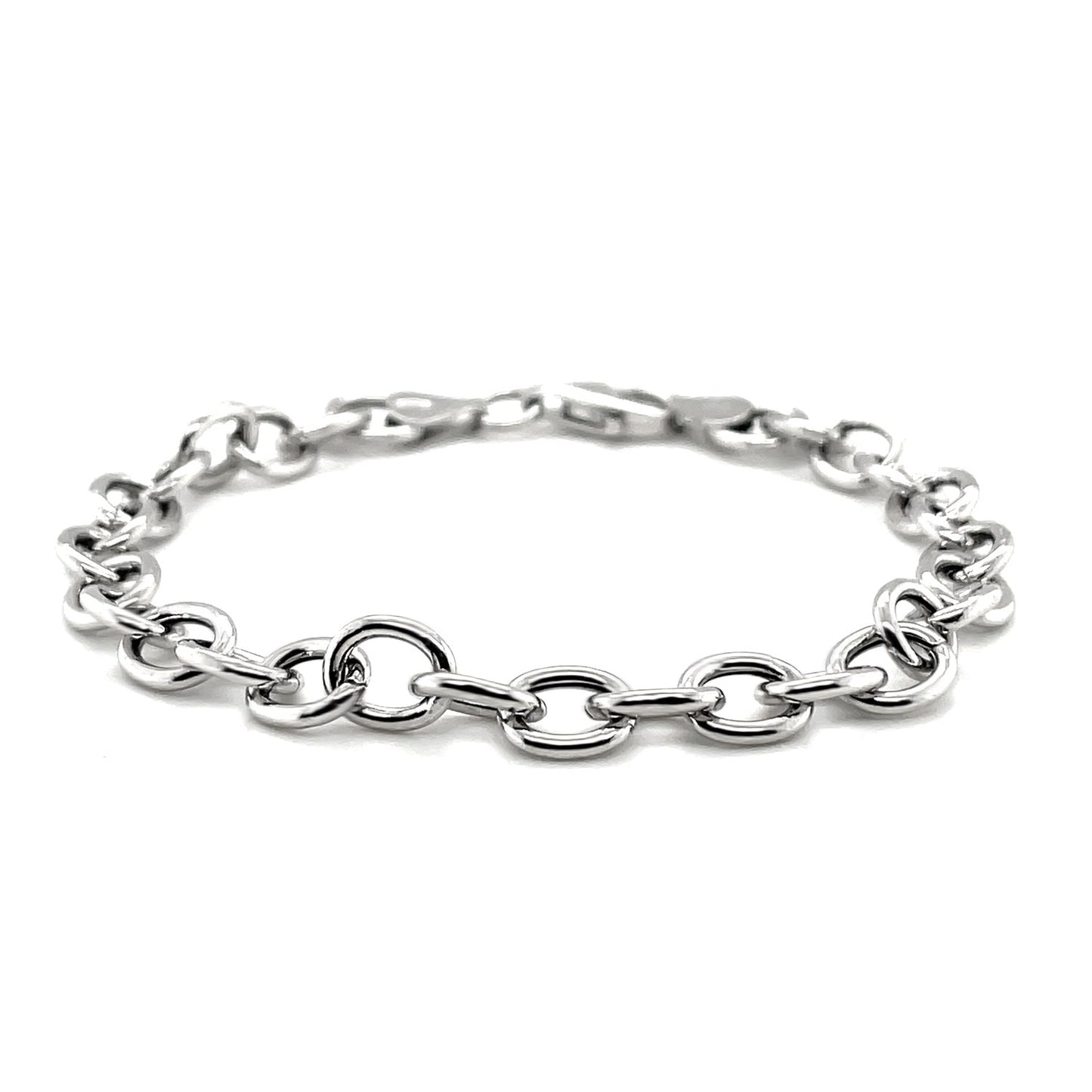 Sterling Silver Rhodium Plated Fancy Charm Bracelet-Teresa&#39;s Fashionista LLC