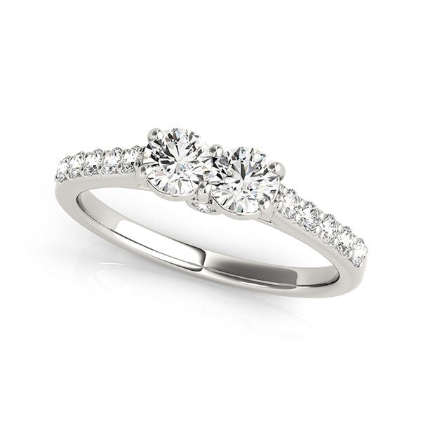 14k White Gold Round Two Stone Diamond Ring (3/4 cttw)-Teresa&#39;s Fashionista LLC