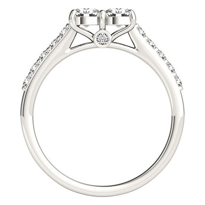 14k White Gold Round Two Stone Diamond Ring (3/4 cttw)-Teresa&#39;s Fashionista LLC