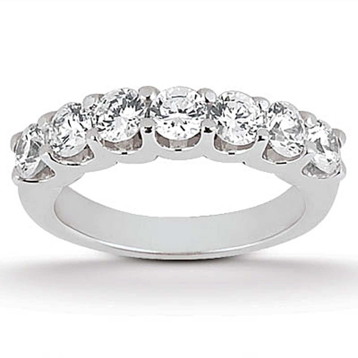 14k White Gold Diamond Scalloped Shared U Prong Setting Wedding Ring Band-Teresa&#39;s Fashionista LLC