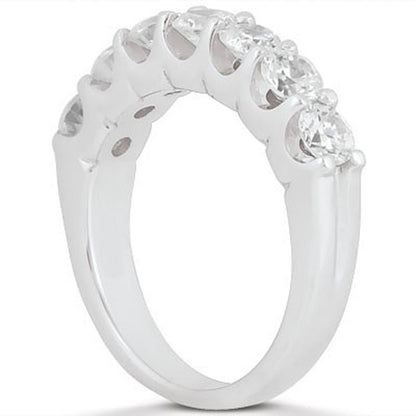 14k White Gold Diamond Scalloped Shared U Prong Setting Wedding Ring Band-Teresa&#39;s Fashionista LLC