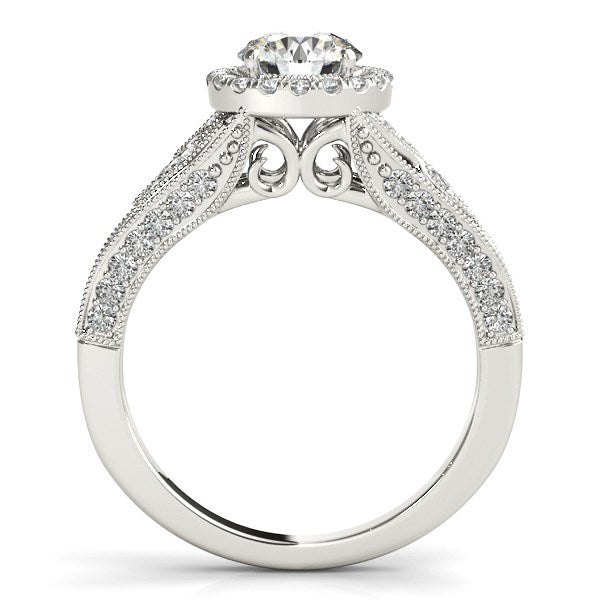 14k White Gold Diamond Engagement Ring with Baroque Shank Design (1 1/8 cttw)-Teresa&#39;s Fashionista LLC