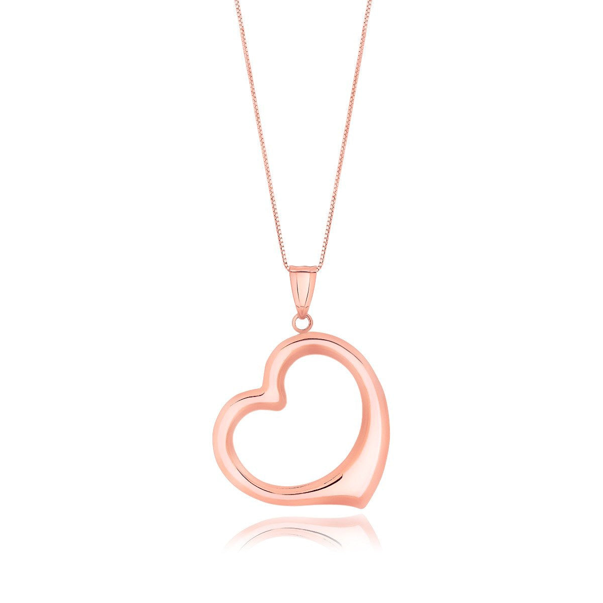 14k Rose Gold Floating Heart Drop Pendant-Teresa&#39;s Fashionista LLC