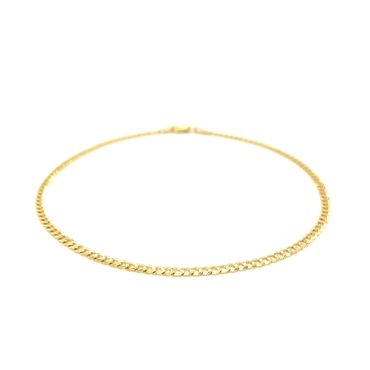 2.5mm 14k Yellow Gold Curb Link Anklet-Teresa&#39;s Fashionista LLC