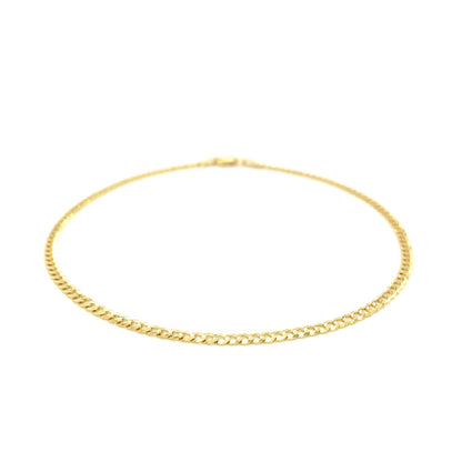 2.5mm 14k Yellow Gold Curb Link Anklet-Teresa&#39;s Fashionista LLC