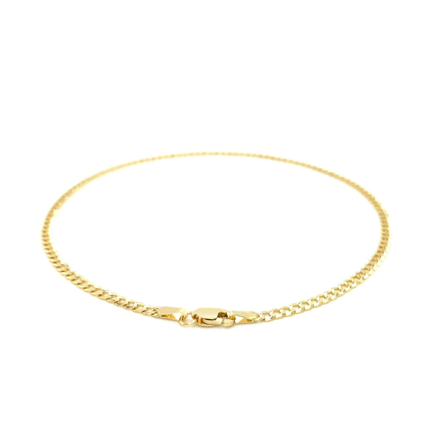 2.5mm 14k Yellow Gold Curb Link Anklet-Teresa&#39;s Fashionista LLC