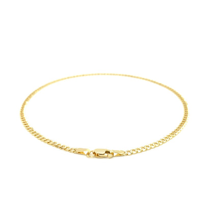 2.5mm 14k Yellow Gold Curb Link Anklet-Teresa&#39;s Fashionista LLC