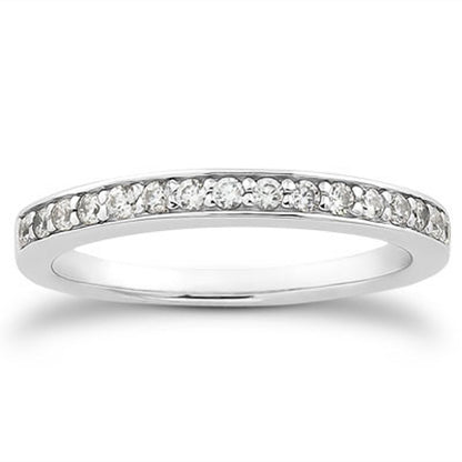 14k White Gold Pave Diamond Wedding Ring Band Set 1/2 Around-Teresa&#39;s Fashionista LLC