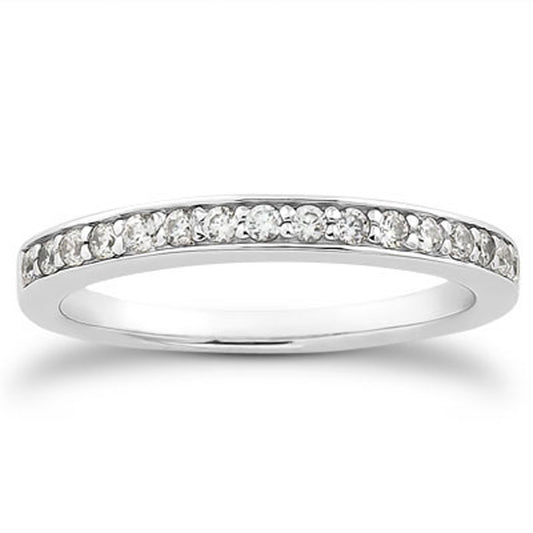 14k White Gold Pave Diamond Wedding Ring Band Set 1/2 Around-Teresa&#39;s Fashionista LLC