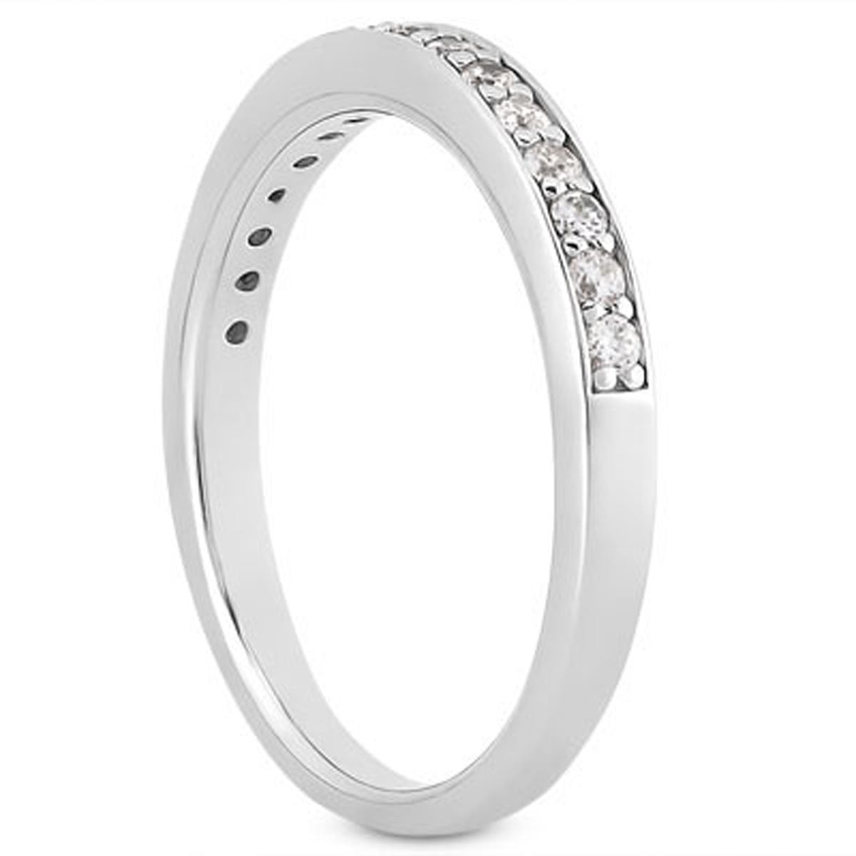 14k White Gold Pave Diamond Wedding Ring Band Set 1/2 Around-Teresa&#39;s Fashionista LLC