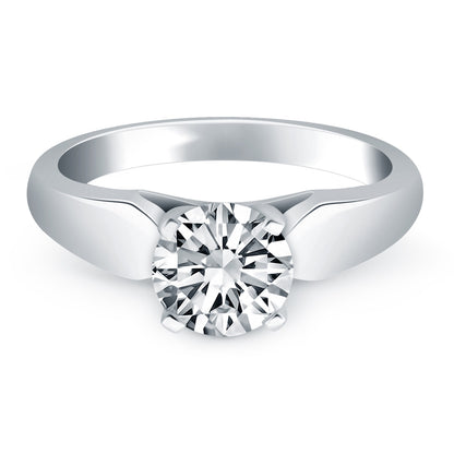 14k White Gold Tapered Cathedral Solitaire Engagement Ring-Teresa&#39;s Fashionista LLC