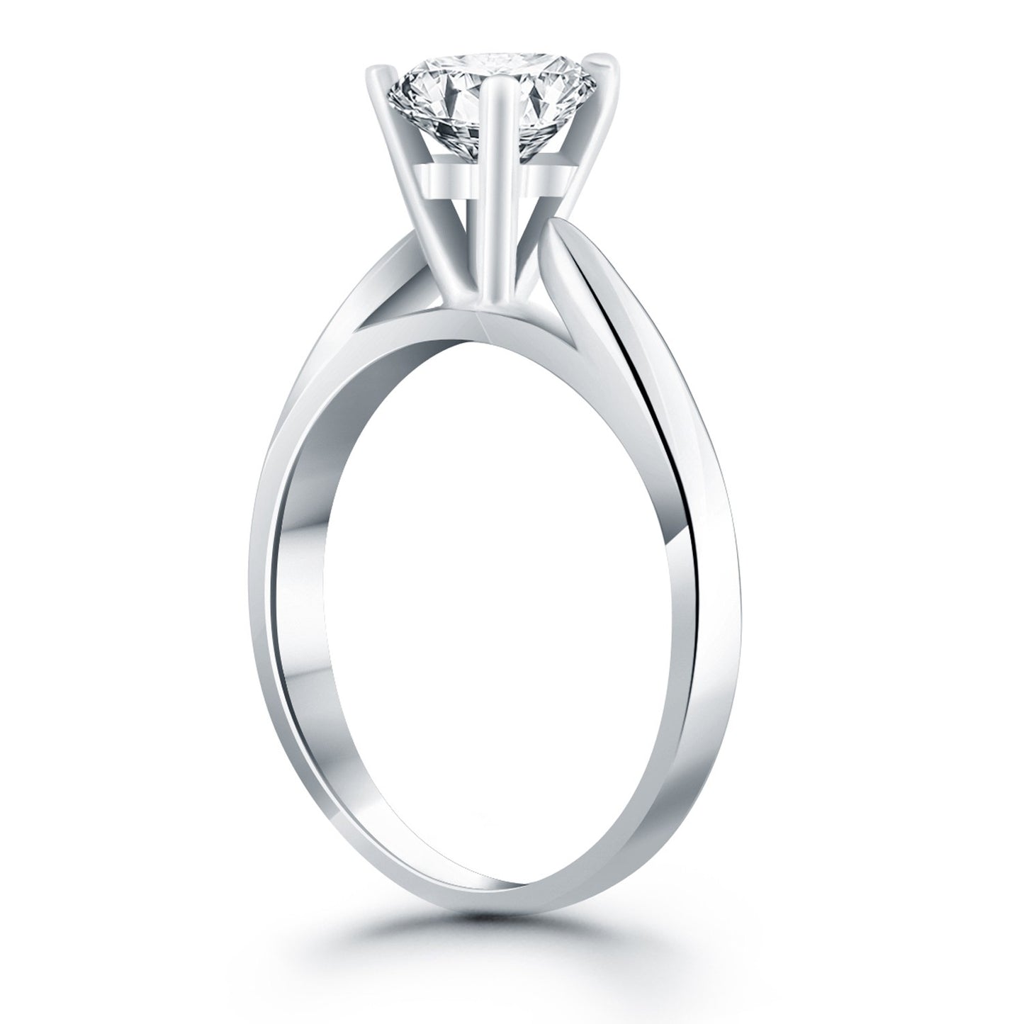 14k White Gold Tapered Cathedral Solitaire Engagement Ring-Teresa&#39;s Fashionista LLC