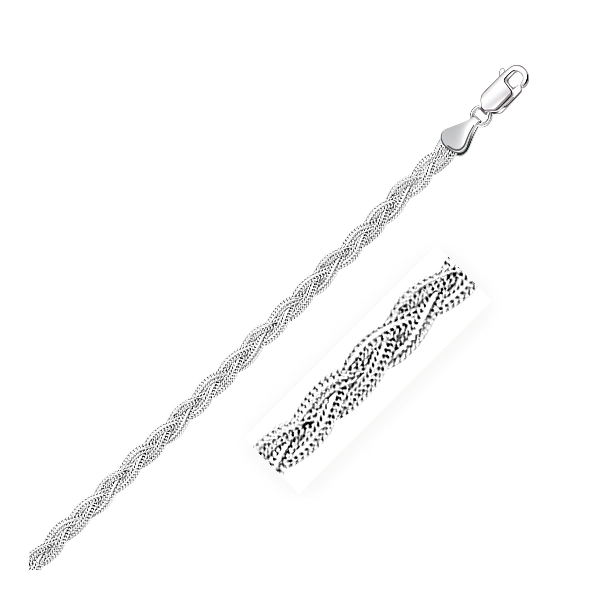 3.5mm 14k White Braided Foxtail Anklet-Teresa&#39;s Fashionista LLC