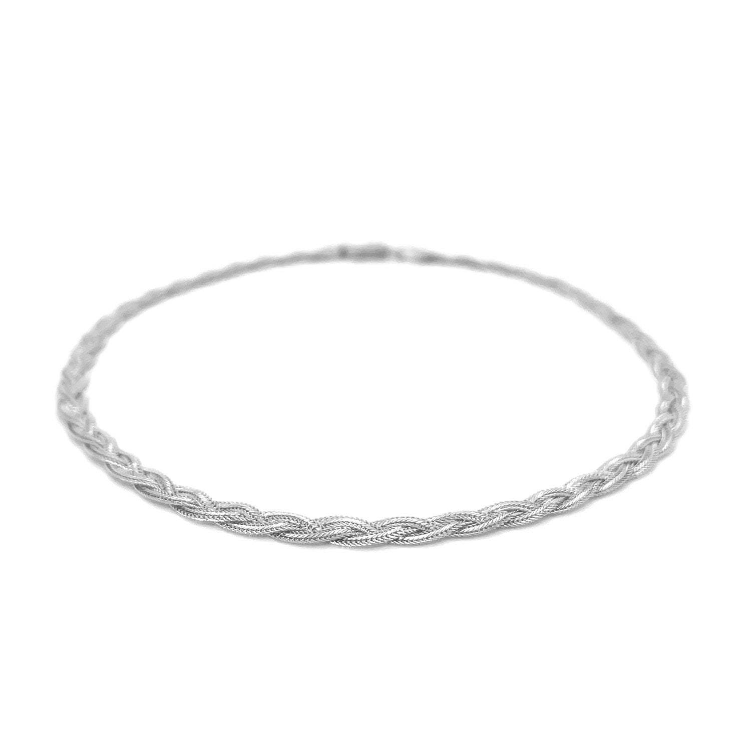 3.5mm 14k White Braided Foxtail Anklet-Teresa&#39;s Fashionista LLC