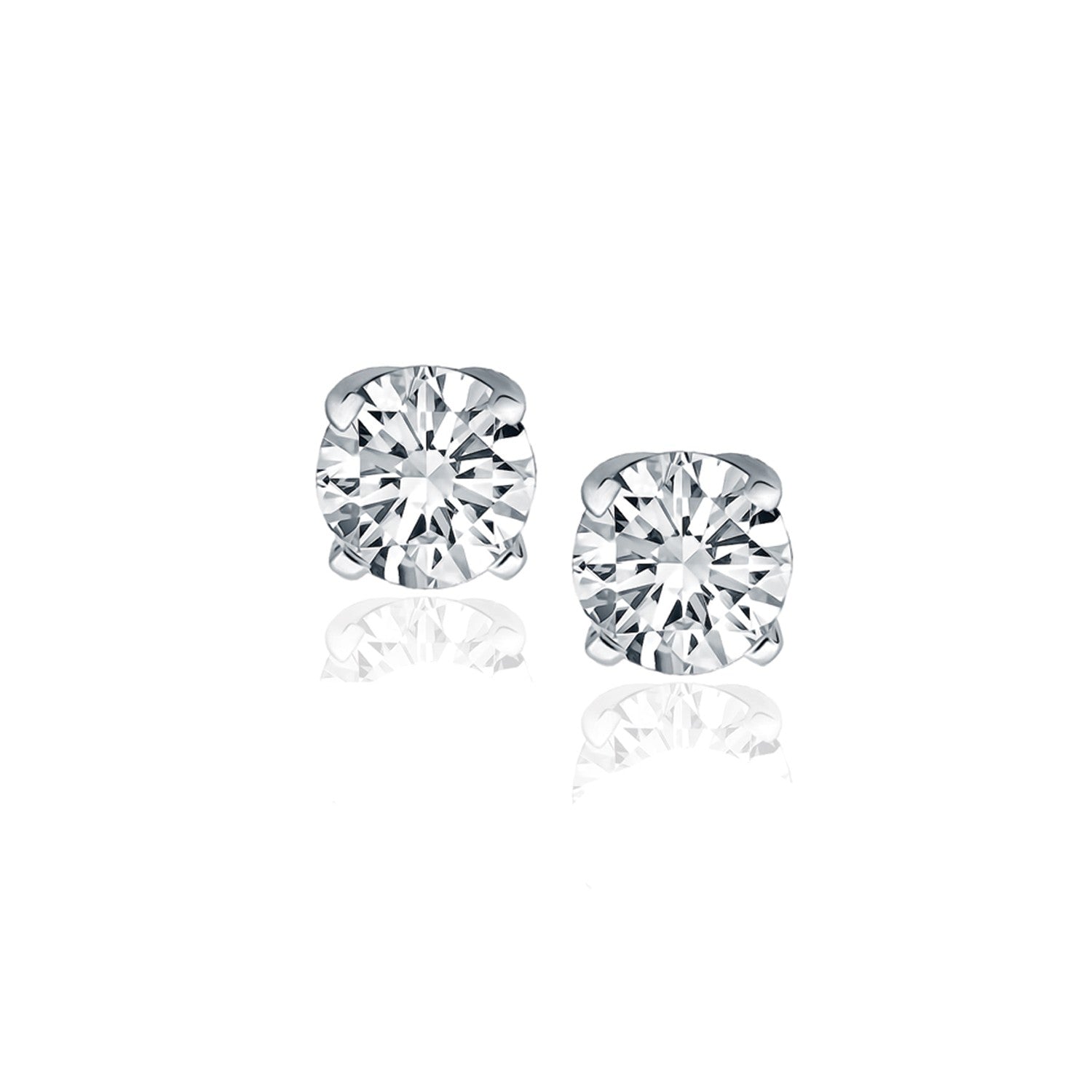 14k White Gold Diamond Four Prong Stud Earrings (1 cttw)-Teresa&#39;s Fashionista LLC