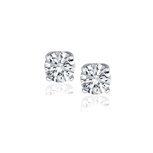 14k White Gold Diamond Four Prong Stud Earrings (1 cttw)-Teresa&#39;s Fashionista LLC