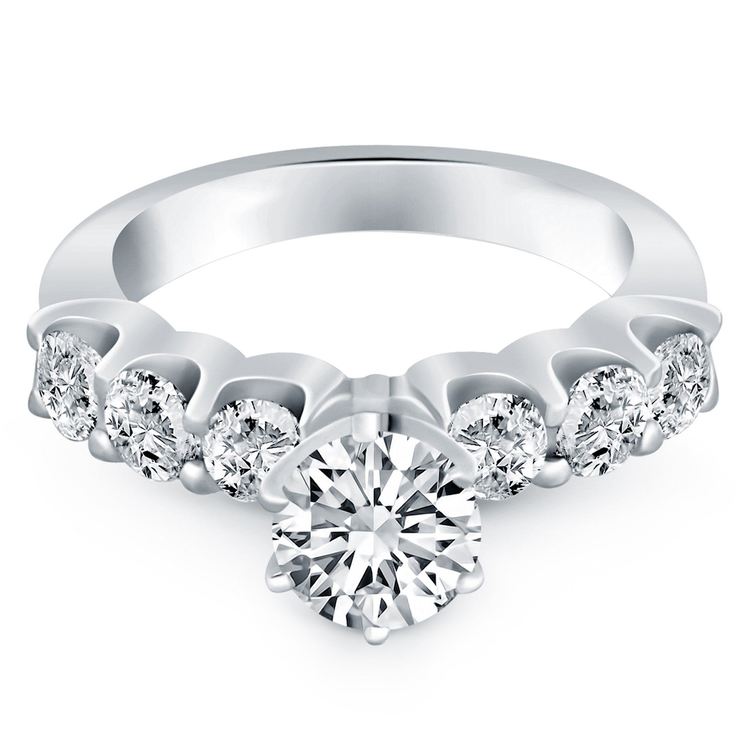 14k White Gold Shared Prong Diamond Engagement Ring-Teresa&#39;s Fashionista LLC