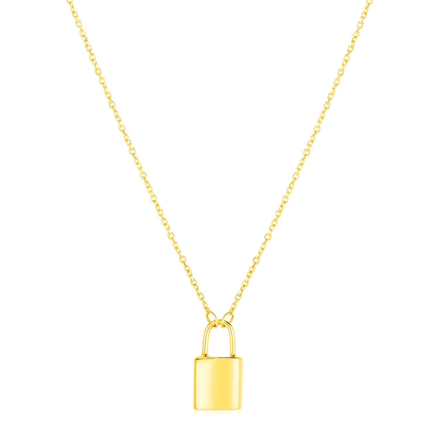 14k Yellow Gold Padlock Necklace-Teresa&#39;s Fashionista LLC