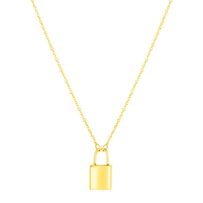 14k Yellow Gold Padlock Necklace-Teresa&#39;s Fashionista LLC