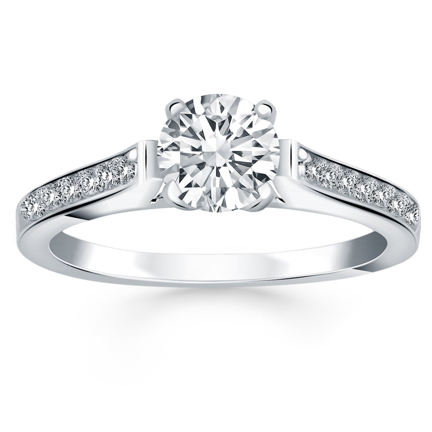 14k White Gold Pave Diamond Cathedral Engagement Ring-Teresa&#39;s Fashionista LLC