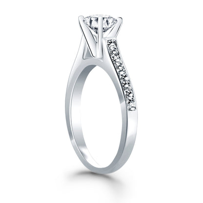 14k White Gold Pave Diamond Cathedral Engagement Ring-Teresa&#39;s Fashionista LLC