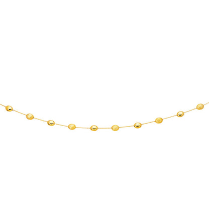 14k Yellow Gold Necklace with Polished and Textured Pebble Stations-Teresa&#39;s Fashionista LLC