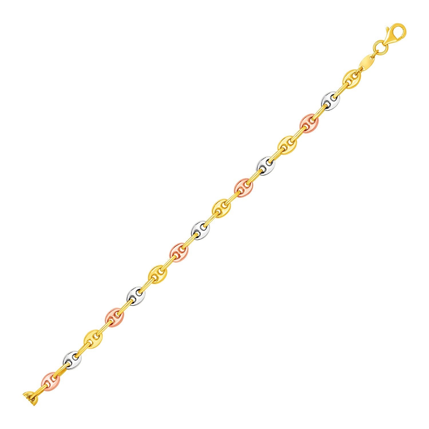 14k Tri Color Gold Mariner Link Anklet-Teresa&#39;s Fashionista LLC