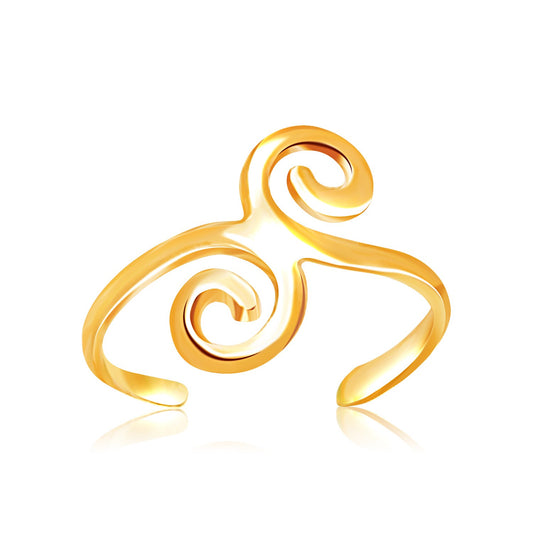 14k Yellow Gold Scrollwork Motif Toe Ring - Teresa's Fashionista LLC