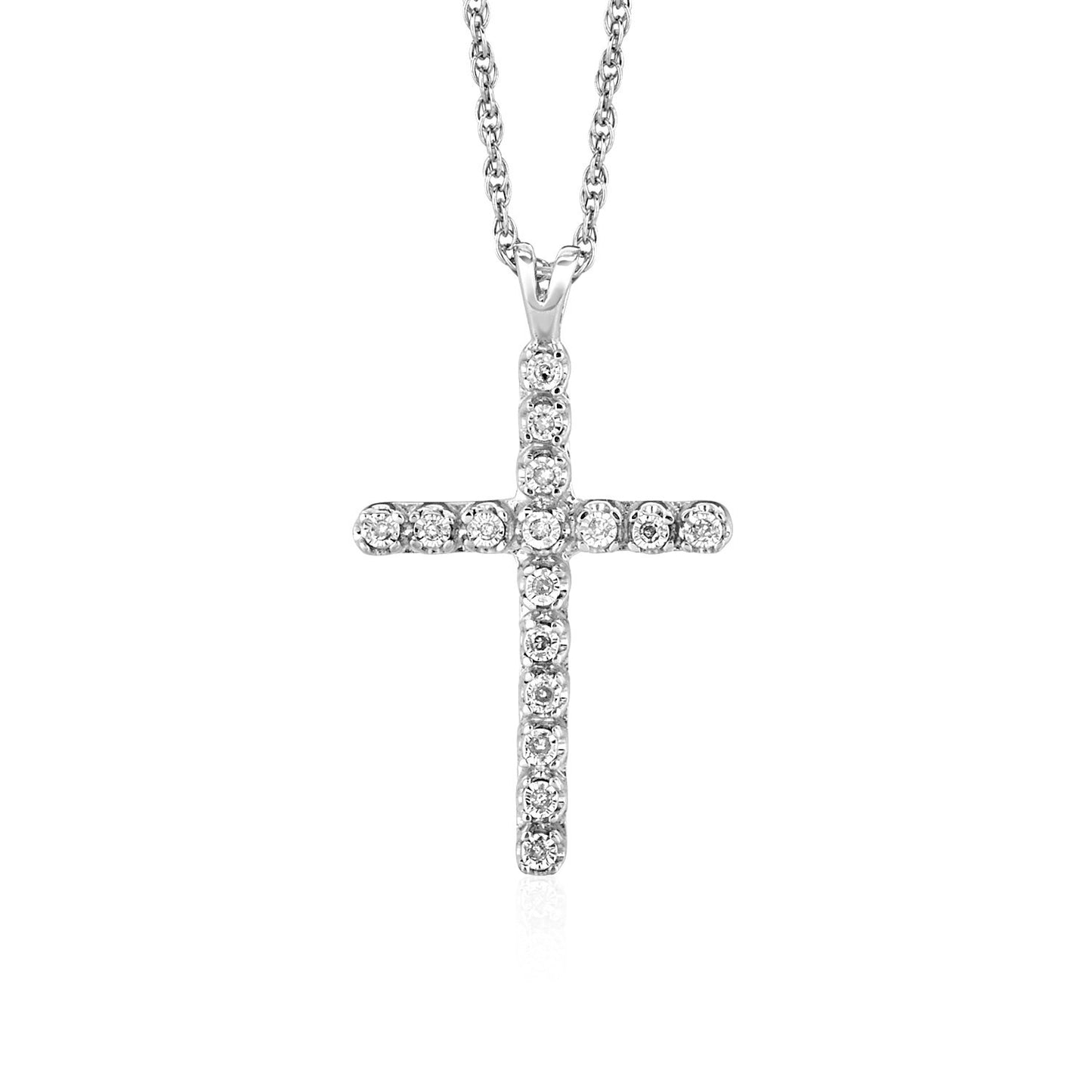 Cross Pendant with Diamonds in Sterling Silver-Teresa&#39;s Fashionista LLC